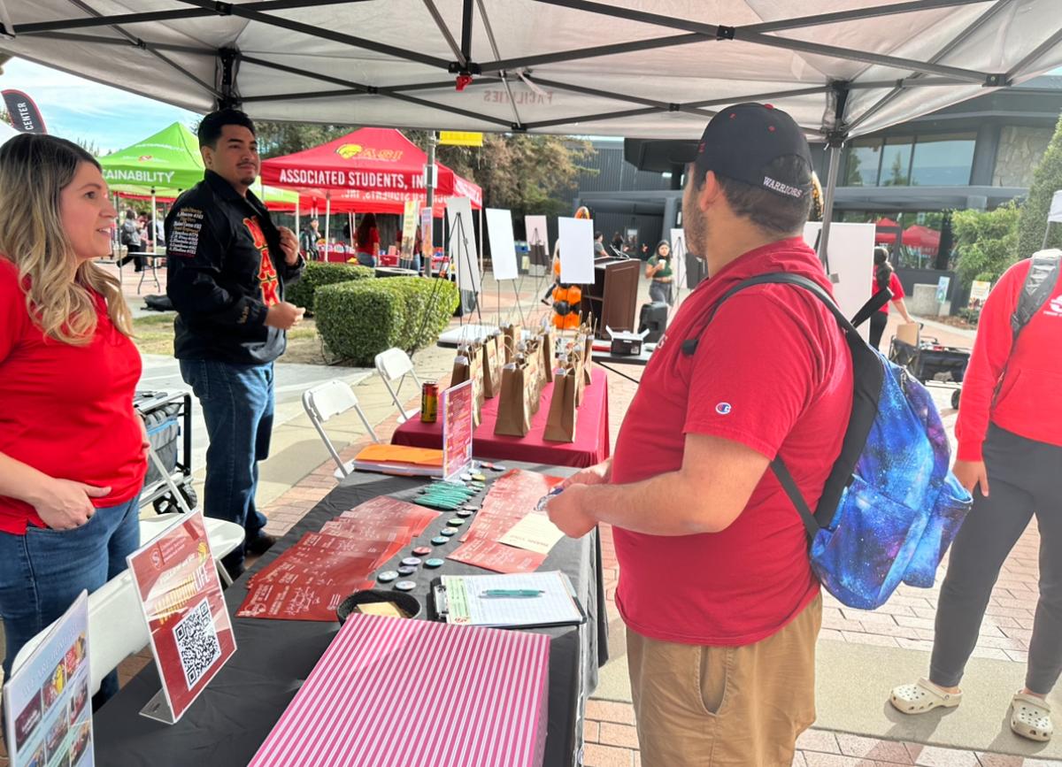 Undocumented Student Services hands out resources and flyers for “Undocu-Day of Action” at Stanislaus State’s quad on Wednesday, Oct. 16.