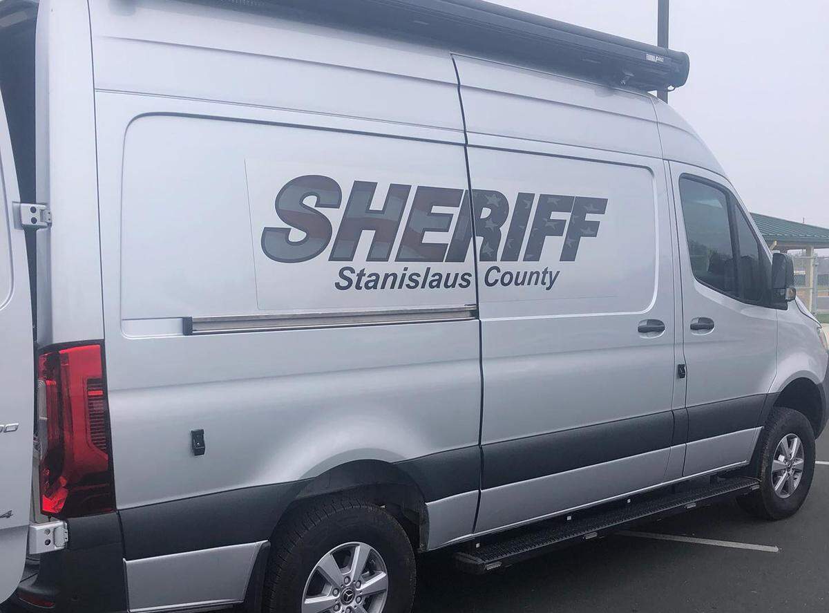 Stanislaus County Sheriff’s Department surveillance van used in the arrest of a Modesto man on kidnap, rape and torture charges on Dec. 4, 2021 in Modesto, Calif.