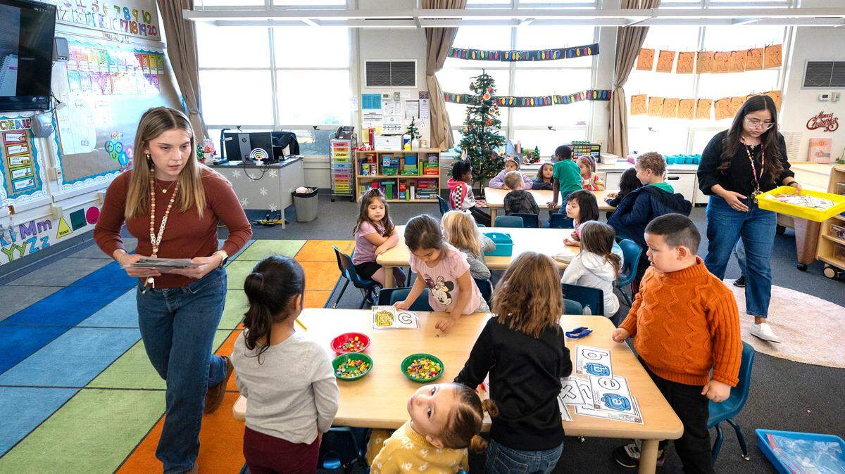 Transitional kindergarten class at Fremont School in Modesto , Calif., Thursday, Dec. 7, 2023.