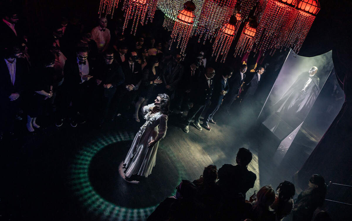 Production Photo from MASQUERADE (Photo Credit Matthew Murphy and Evan Zimmerman).jpg The infamous chandelier returns in “Masquerade.”