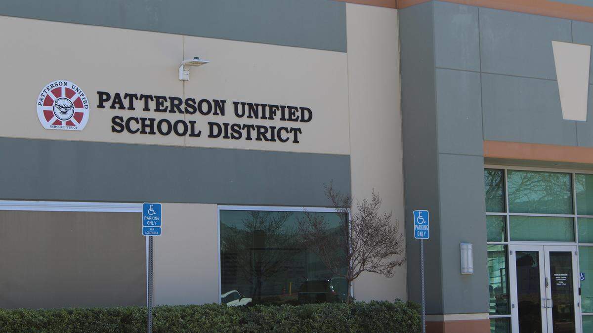 The Patterson Joint Unified School District office building in Patterson, Calif., on Feb. 10, 2022.
