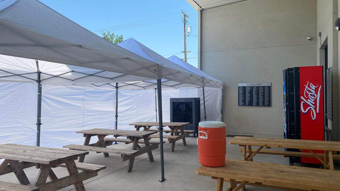 The Turlock Gospel Mission opened a cooling center on its patio in Turloc, Calif. in mid-June 2021 and plans to run it daily until the end of the summer.