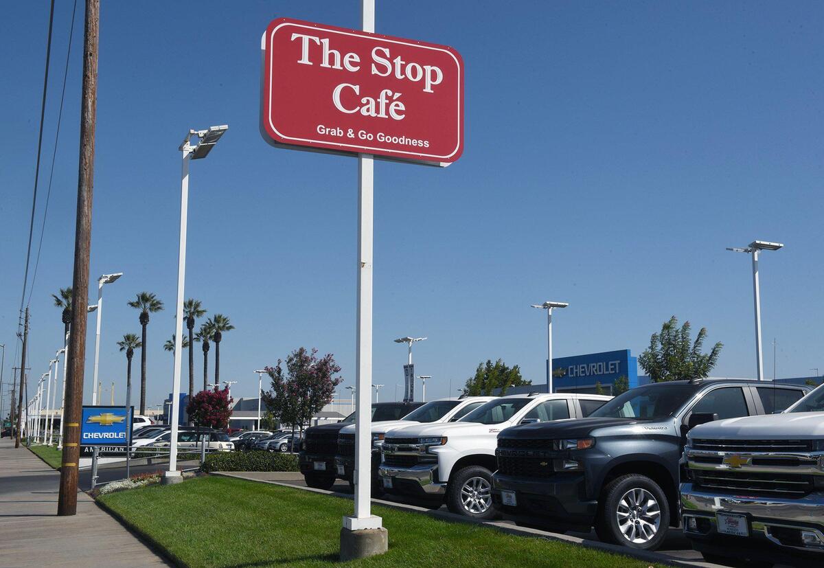 Stop Cafe sign at American Chevrolet on McHenry avenue is pictured on Tuesday morning September 10, 2019 in Modesto, Calif.