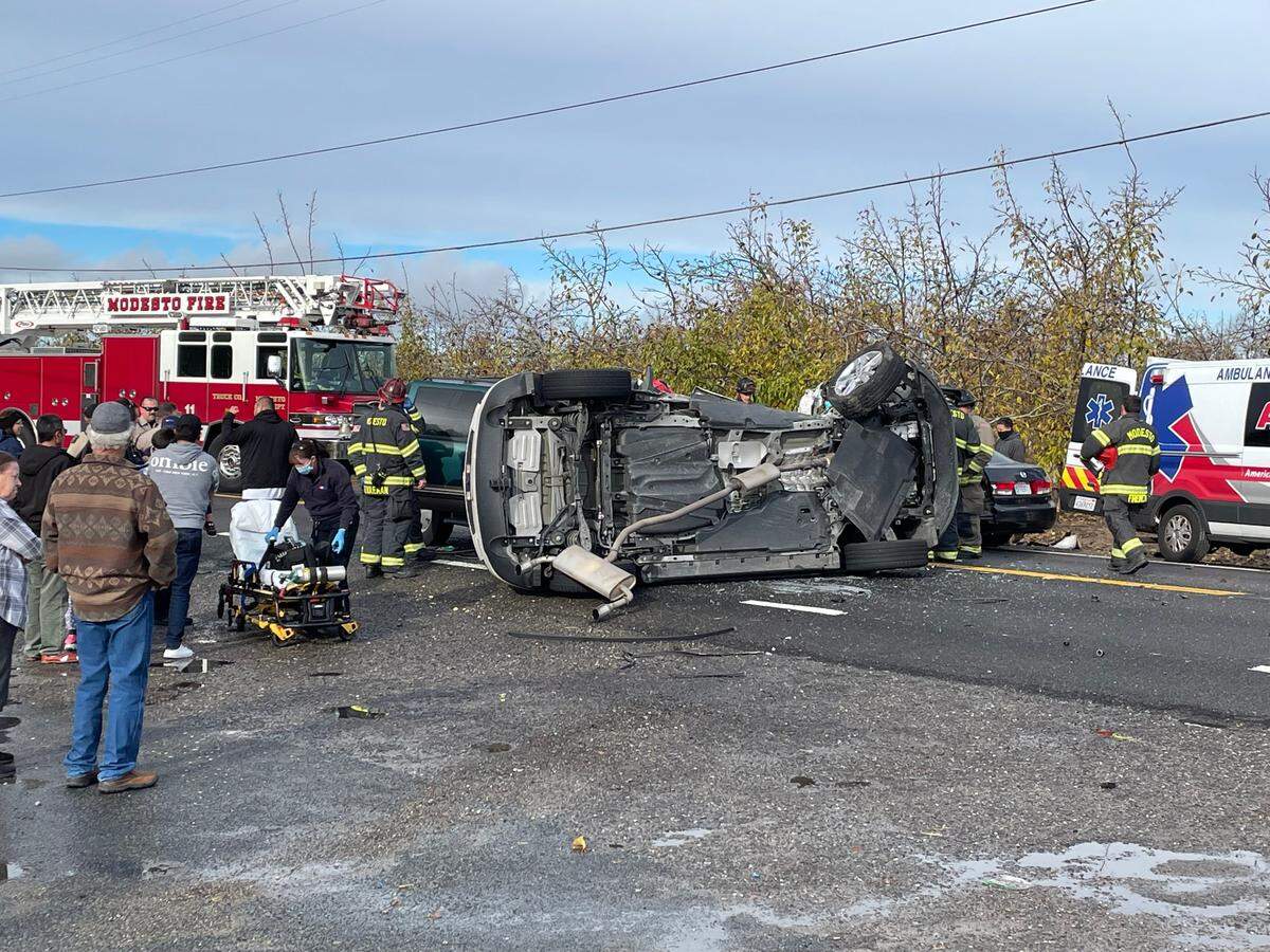 The California Highway Patrol is investigating a fatal crash on Highway 109 near Riverbank, Calif. Dec. 14, 2021