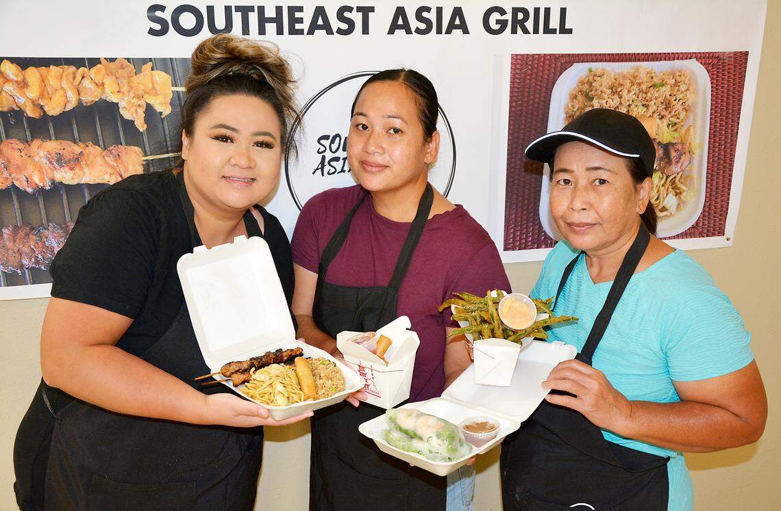 Family run restaurant Southeast Asia Grill opened on Tully Road in Modesto, Calif. From L-R: Terry Yan, Yom Yan and Kon Ung.