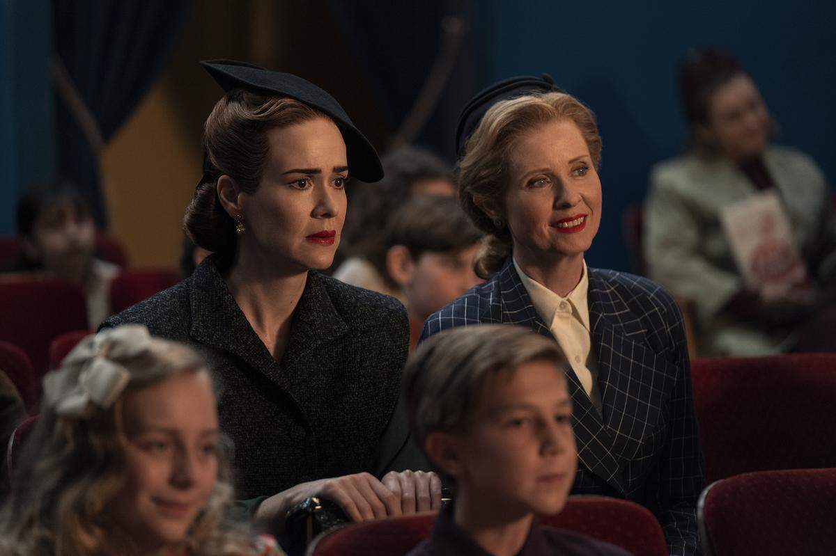 Sarah Paulson’s title character in the Netflix series “Ratched” attends a puppet show with her girlfriend (played by Cynthia Nixon) in Modesto, Calif.