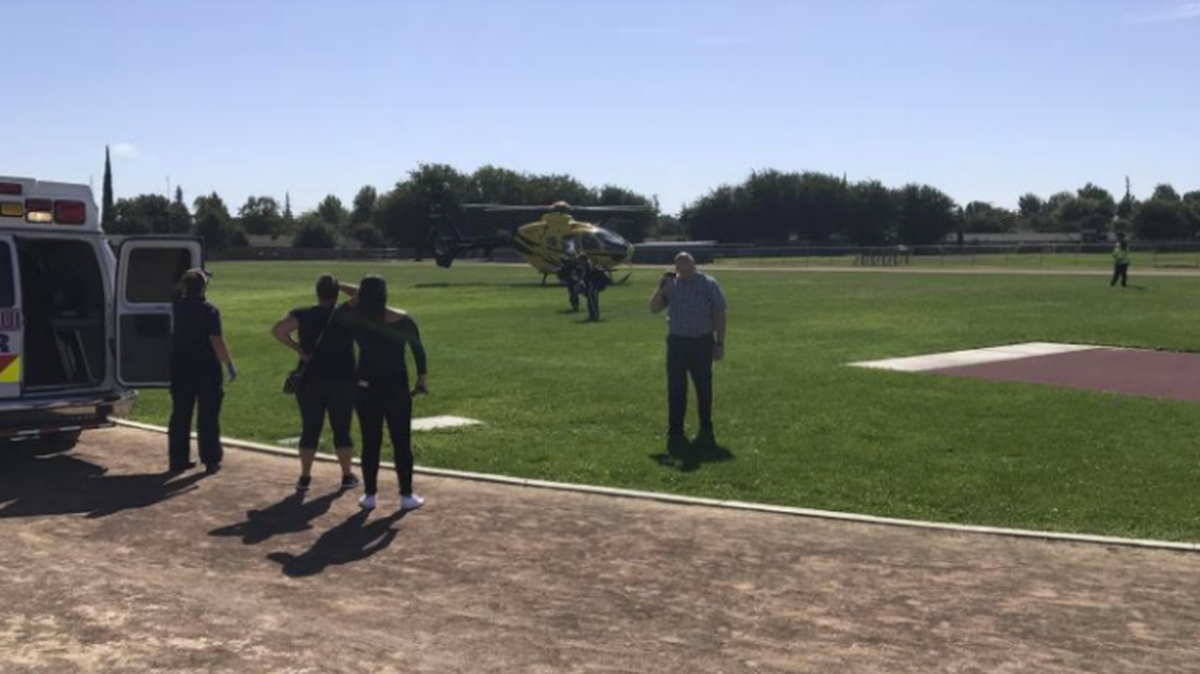 A student needed medical attention after falling and a helicopter was called to the Davis High football field  on Monday, Sept. 25, 2017.