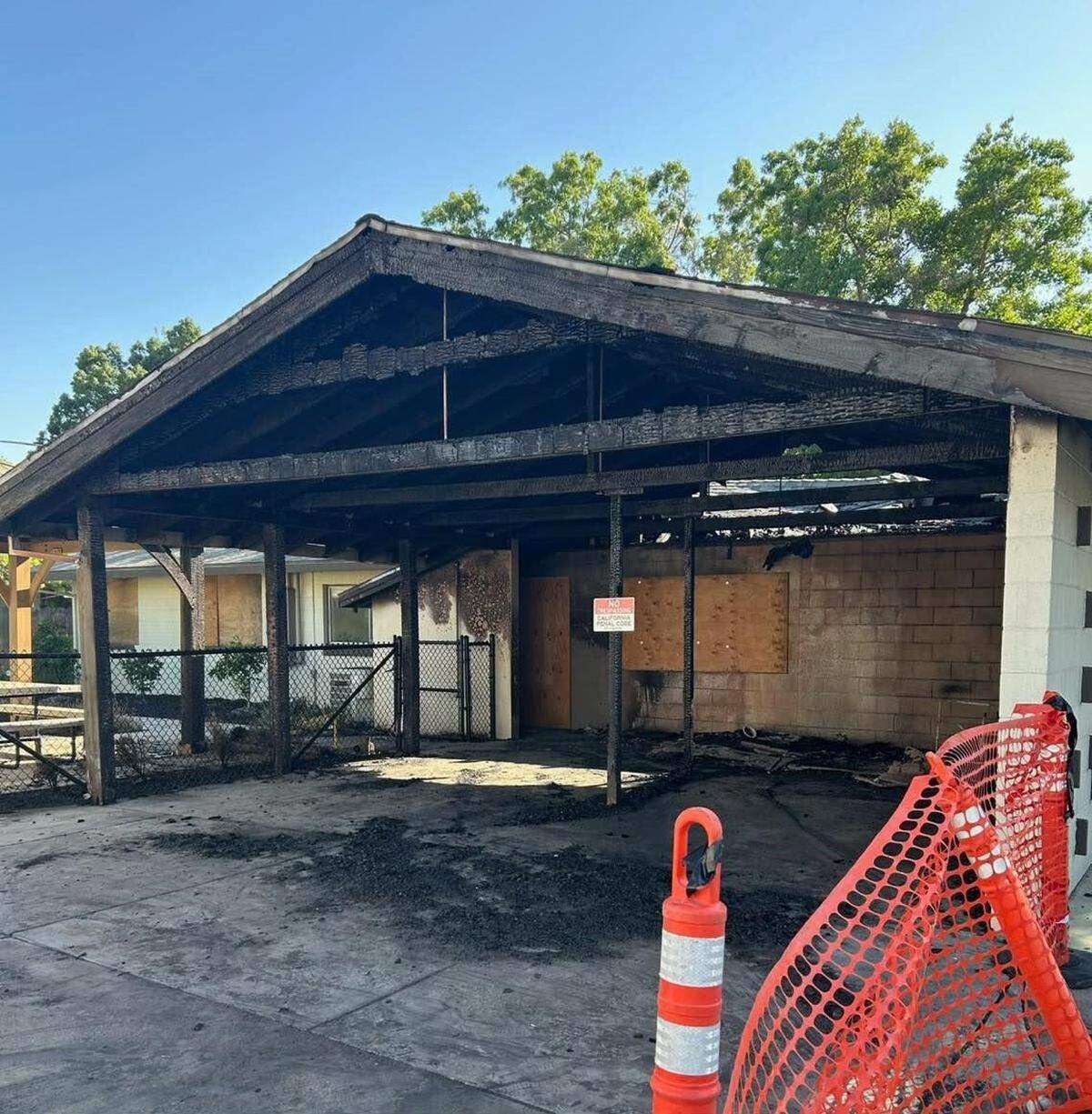 A Newman man has been arrested on suspicion of arson in a June 29 fire that damages a Newman-Crows Landing Unified School District building on the 1000 block of Merced Street.