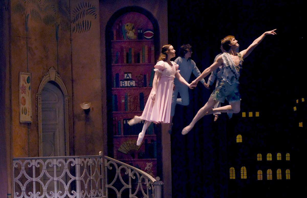 Dancers take off in flight for the Central West Ballet production of "Peter Pan" in 2009.
