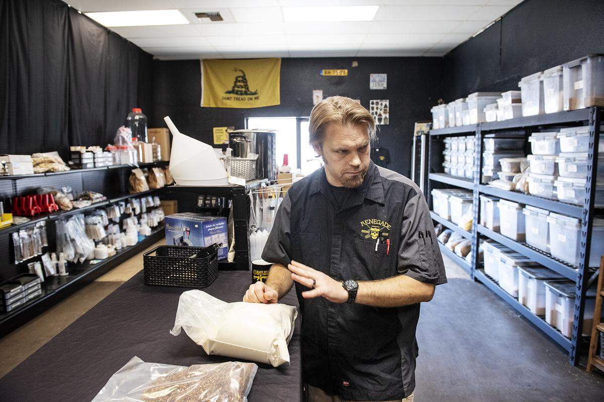 Owner Luke Henslick sells home beer brewing supplies at Renegade Brewing Supplies. Photographed in Modesto, Calif., on Wednesday, Feb. 26, 2020.