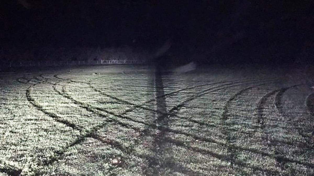 Albert Hernandez, 20, was arrested on suspicion of vandalism for allegedly driving on the baseball field of a Waterford church