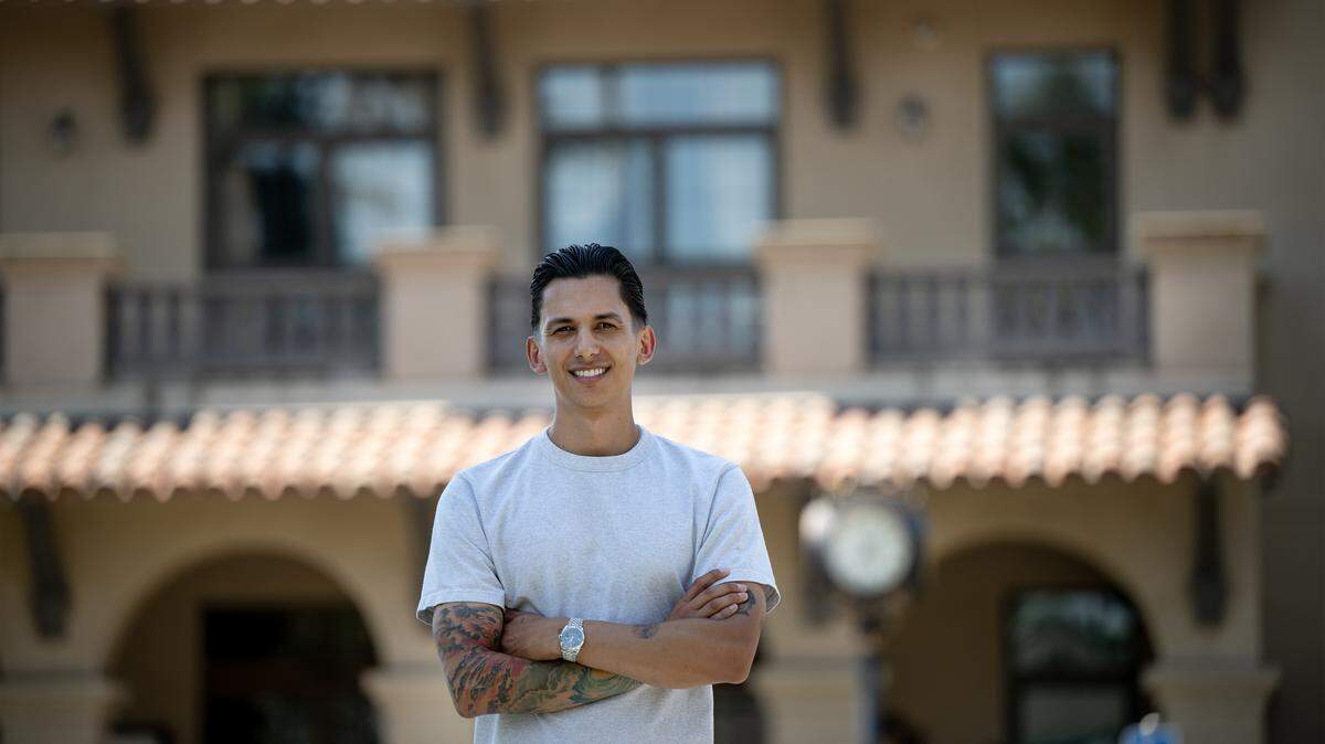 Marco Ahumada outside City Hall in Patterson on  Monday, Aug. 11, 2025. 