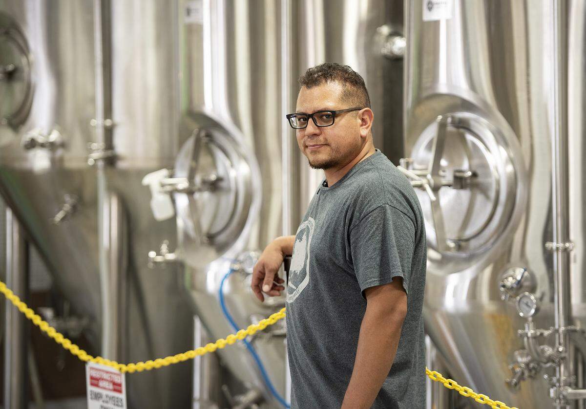 Alejandro Serrato brewer and owner at Contentment Brewing Company in Modesto, Calif., Friday, July 19, 2019.