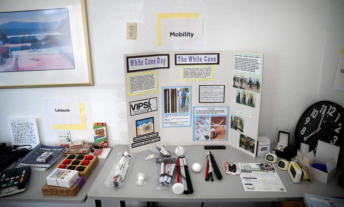 Visually Impaired Persons Support center in Modesto has many items to assist visually impaired people with daily living. 