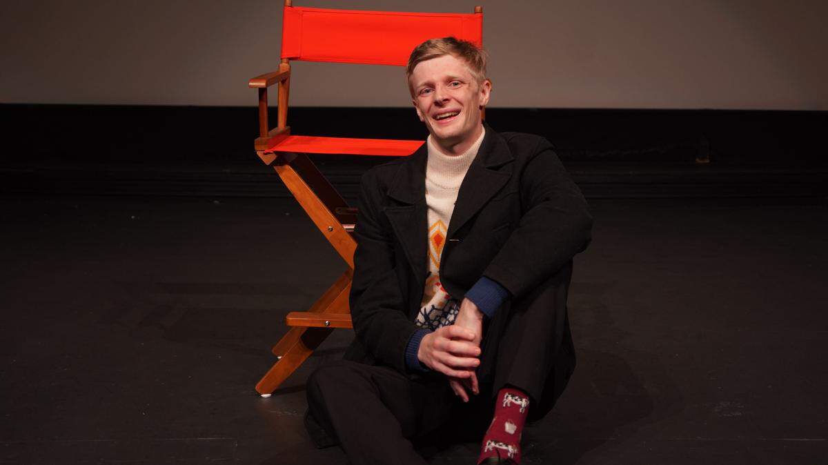 Filmmaker Logan Miller after winning Best Picture for his film Polyphemus at the Modesto Film Invitational.