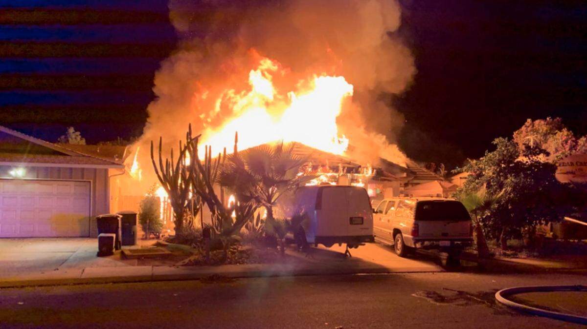 Modesto Fire Department crews were dispatched to the report of a house fire on the 3900 block of Peacock Lane.