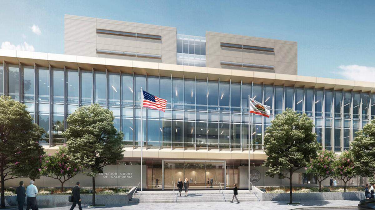 Artist rendering of the exterior of the new Stanislaus Superior Courthouse.
