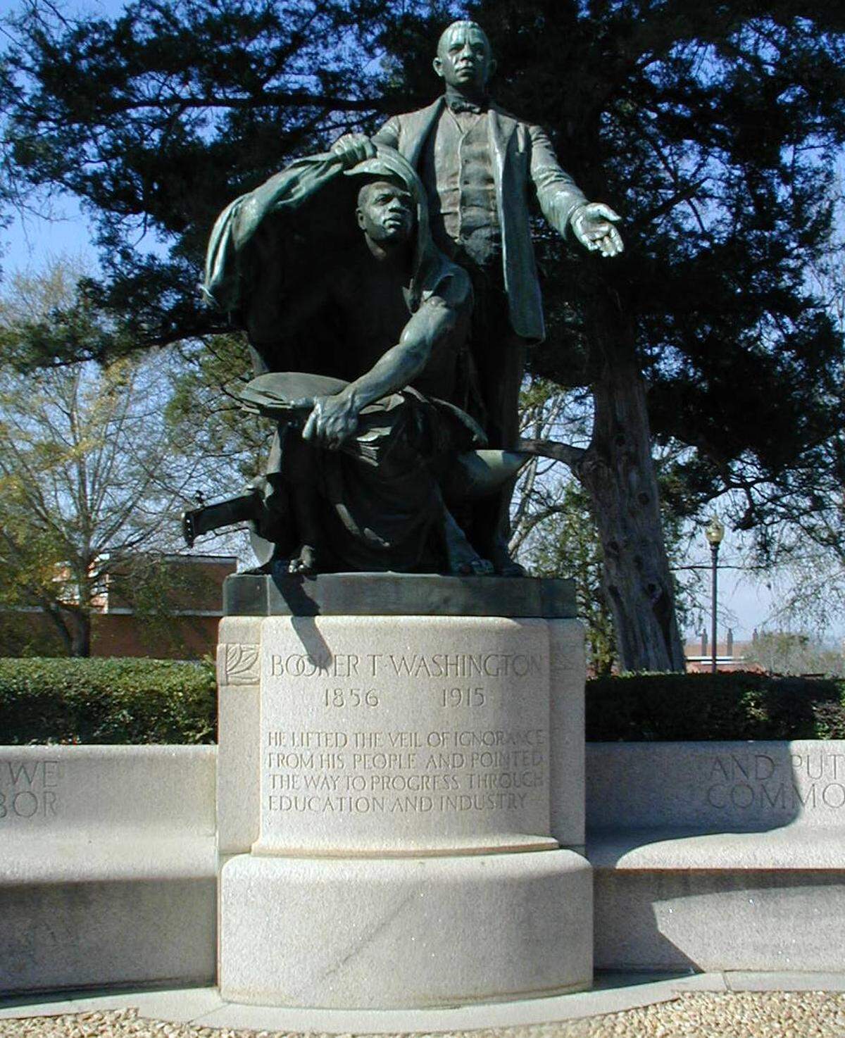 The Booker T. Washington Monument stands on the campus of Tuskegee University.