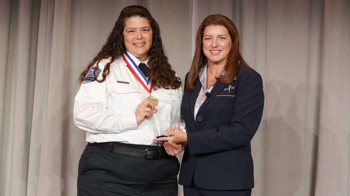 2025 Star of Life honoree LeAnn Riley being presented her award from the American Ambulance Association in November in Washington D.C.