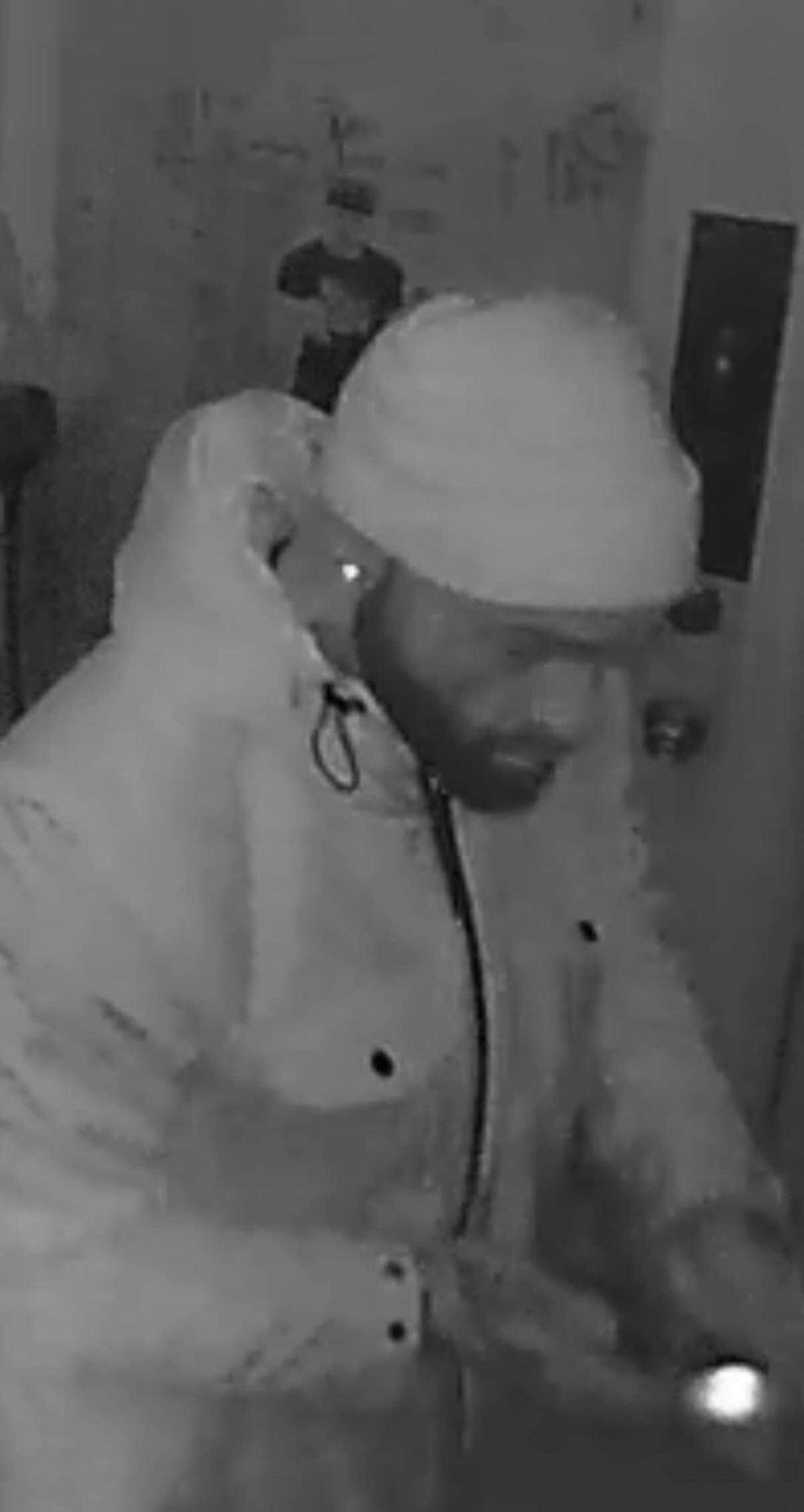 Surveillance cameras captured images of the suspect in a burlgary at Queen Bean Coffee & Social House on Saturday night.