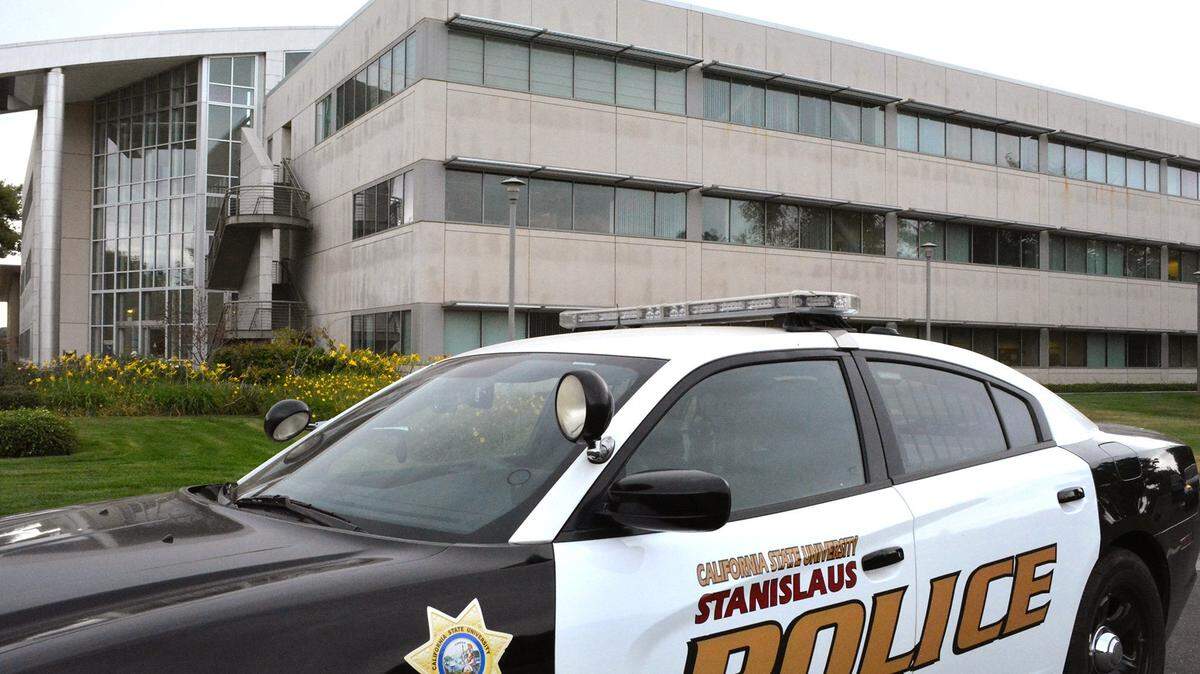 California State University Police patrol in and around the CSU Stanislaus campus in Turlock, here shown in front of the Mary Stuart Rogers administrative building on Sept 30, 2015.