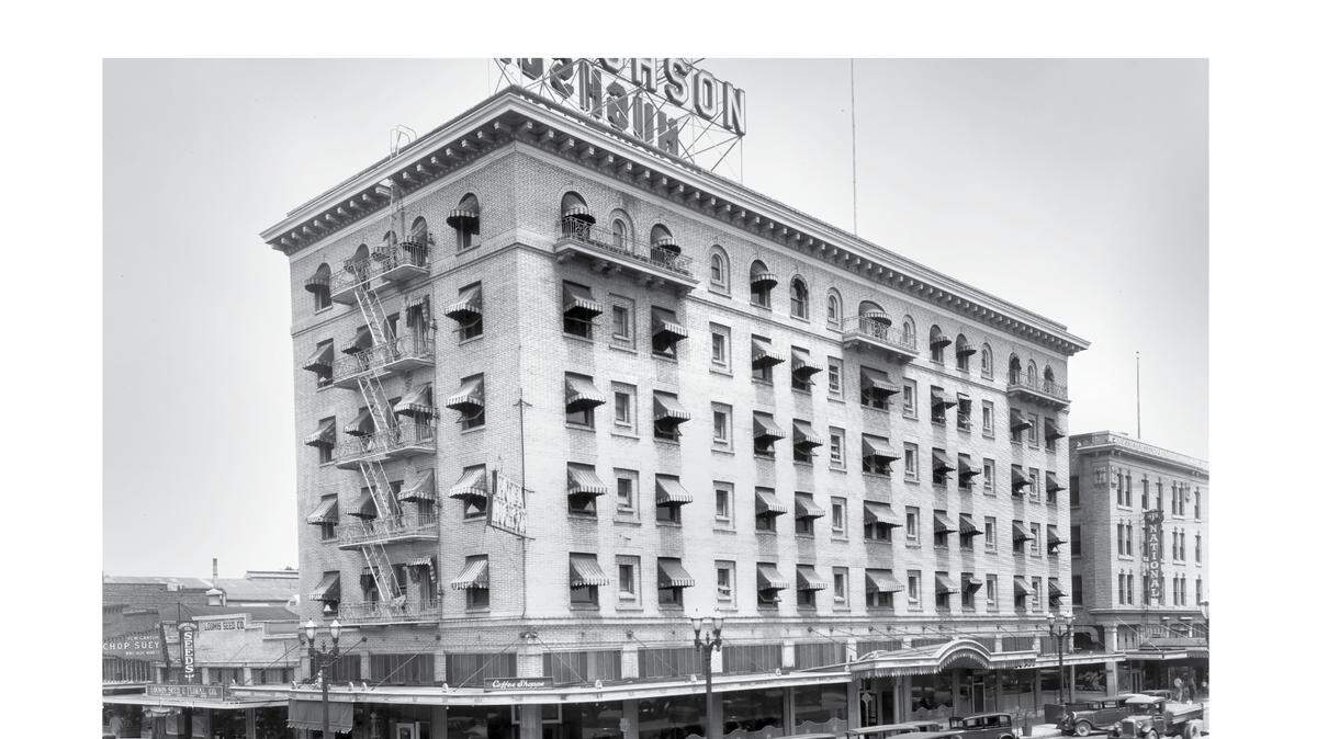 A Modesto History Project poster for the Hotel Hughson, one of several that will be on display throughout downtown Modesto.