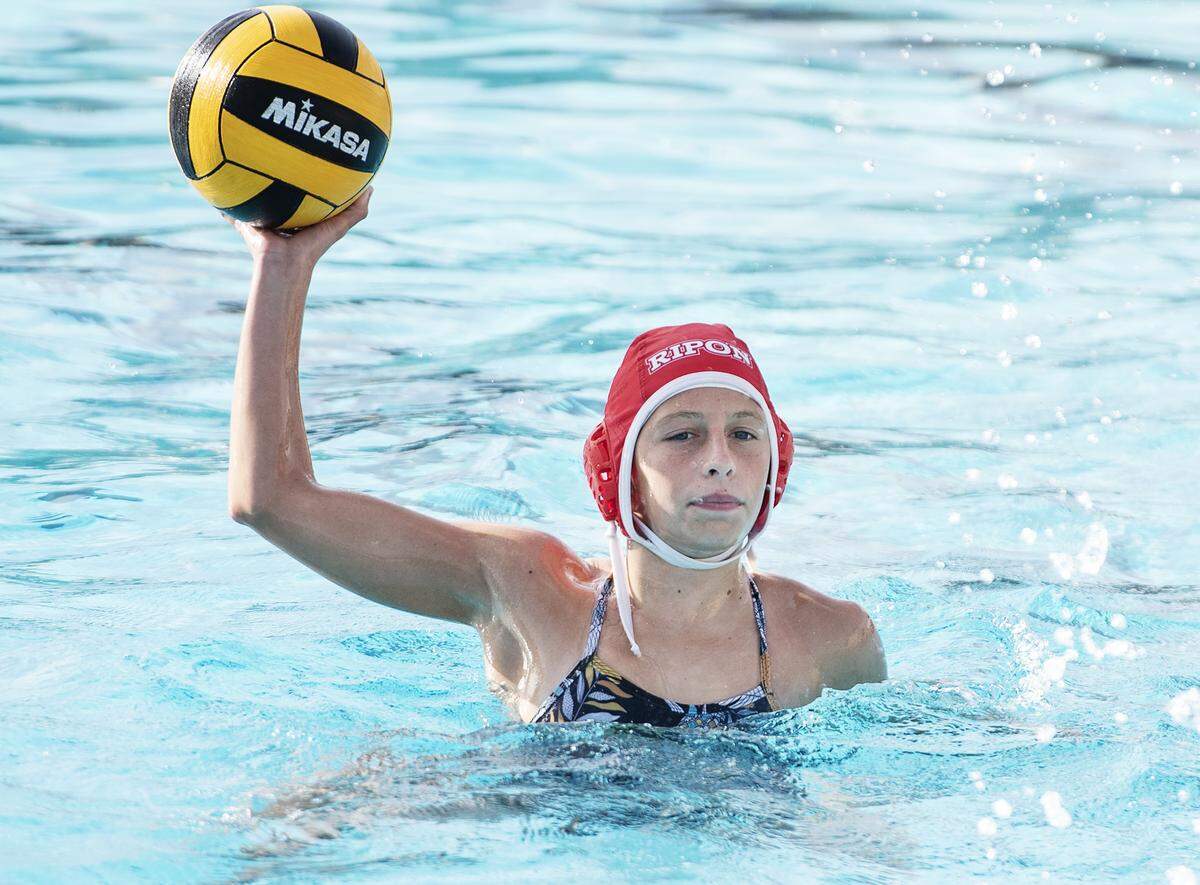 Ripon High junior waterpolo player Lauren McGowan during practice at Ripon High School in Ripon, Calif., Tuesday, Oct. 8, 2019.