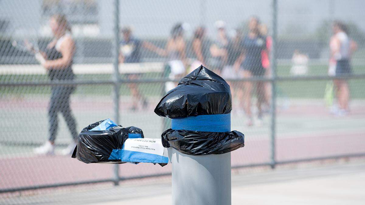 Water fountains across the Gregori High School campus were covered after the water tested high for lead in the Stanislaus County community of Salida last August. Two days later, retesting showed the water was OK.