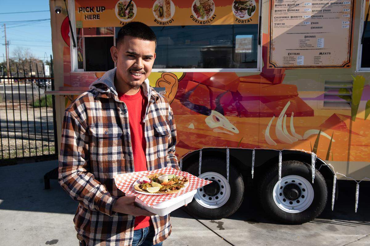Ricardo Serrano operates Ricky’s Tacos in Modesto, Calif. Pictured Tuesday, Dec. 13, 2022.