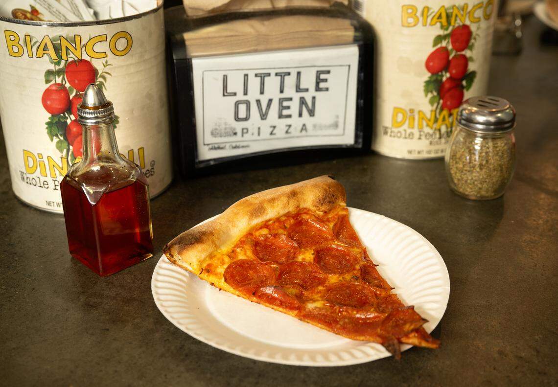 A Slice of pepperoni at Little Oven Pizza in Merced, Tuesday, March 25, 2025.