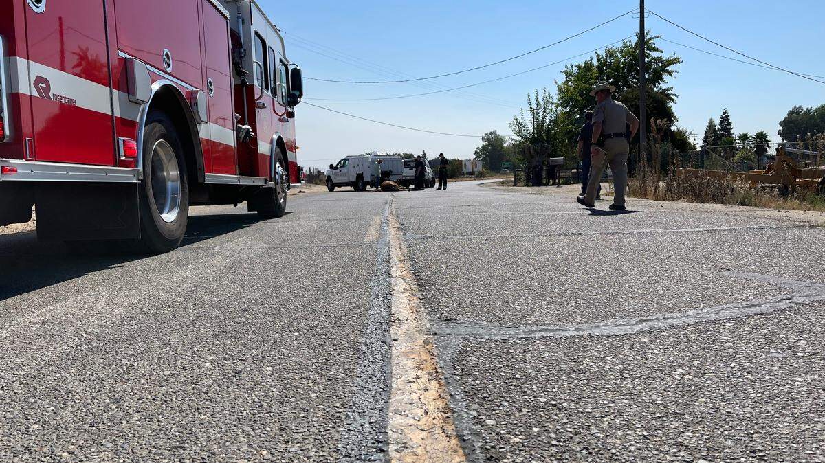 The scene of a collision involving a horse on Harding Road near Turlock.