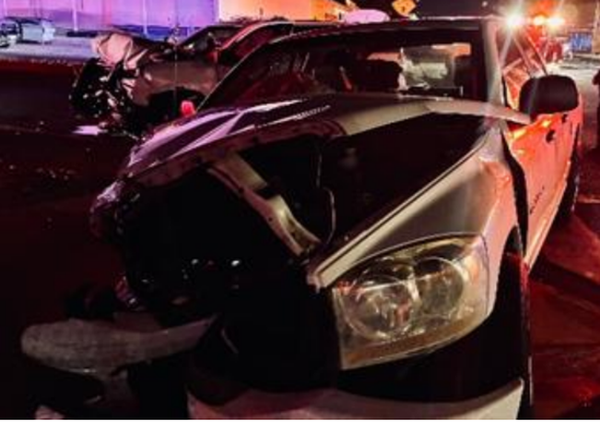 A photo from the scene of a collision in Oakdale that sent three people to the hospital, including a Stanislaus County Sheriff’s Deputy and a juvenile on Tuesday, Jan. 06, 2026.