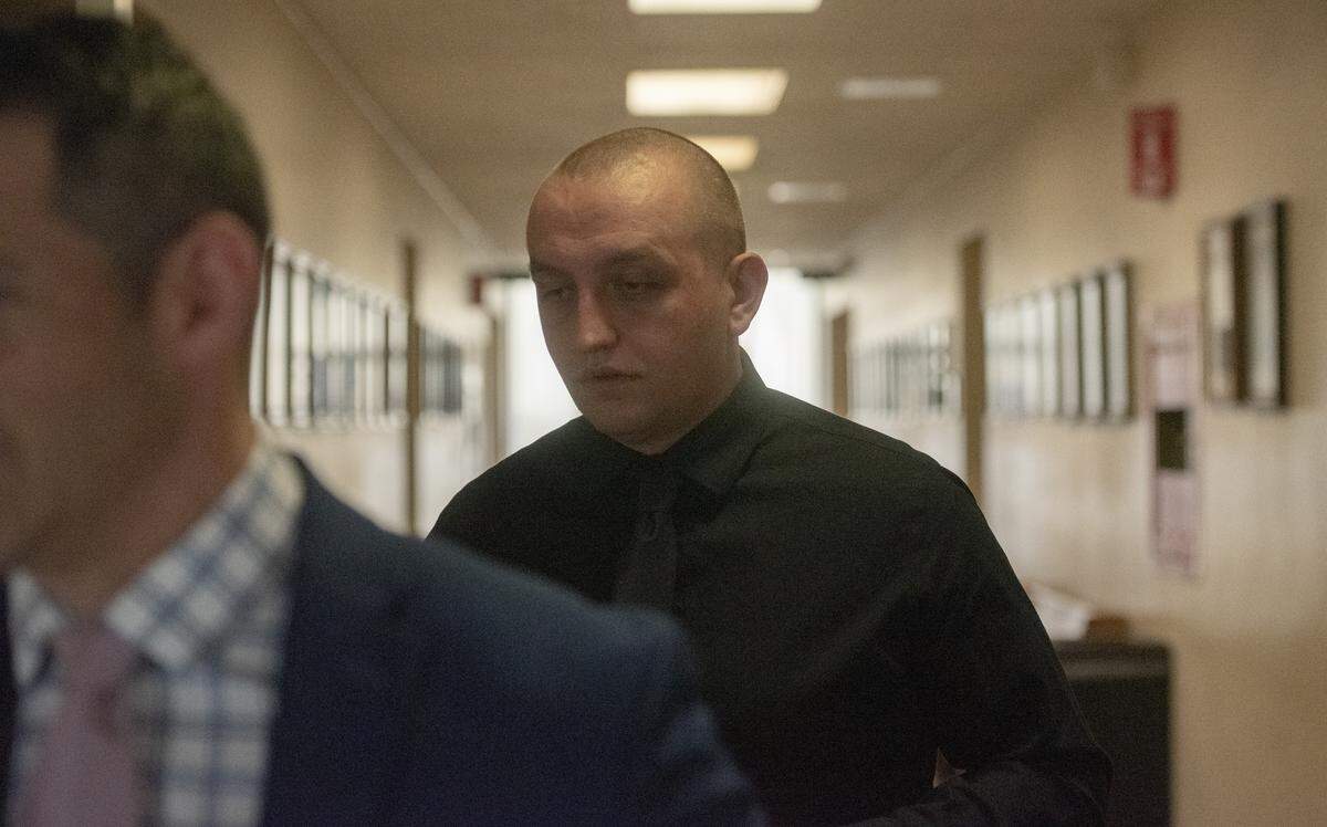 Former Los Angeles County sheriff’s deputy Darin Lee Van Arsdale II leaves Stanislaus County Superior Court following a hearing Thursday in Modesto. Prosecutors said investigators uncovered information suggesting possible conduct in Los Angeles County as the case continues.