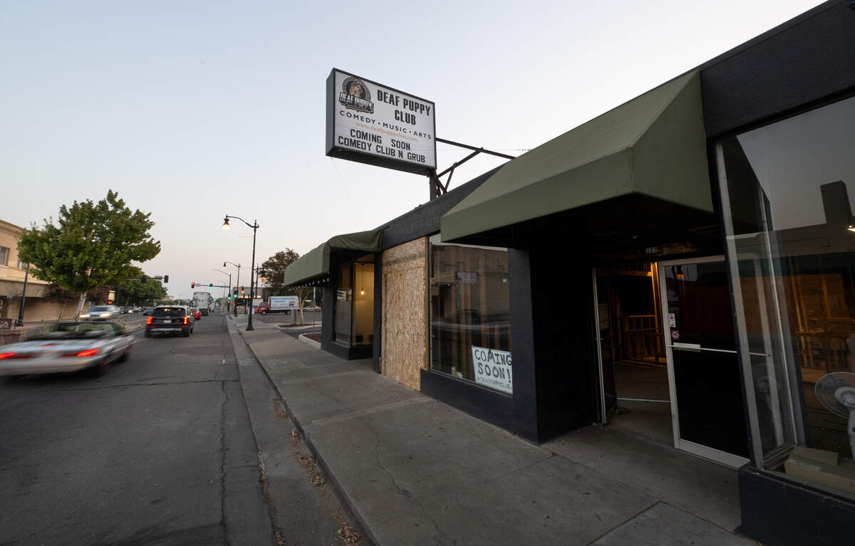 Deaf Puppy Club owner Chris Teicheira hopes to open the comedy club on Main Street in Manteca by Thanksgiving. Photographed in Manteca, Calif., Wednesday, Sept. 20, 2023.