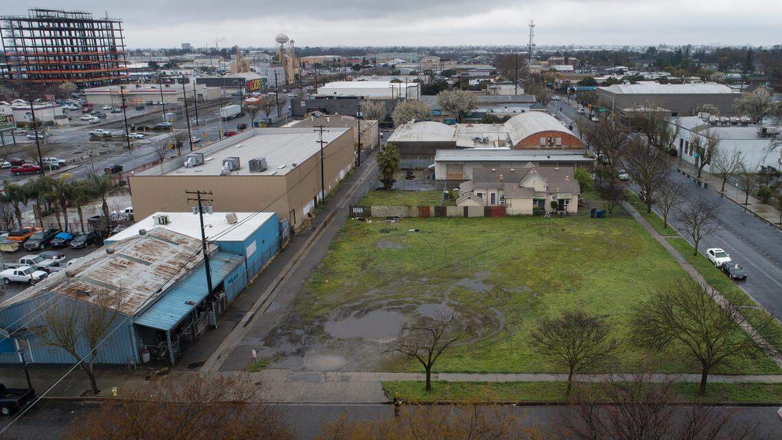 Proposed site for the affordable housing development, Seventh Street Village, on 7th and J Streets in Modesto, Calif., Friday, March 10, 2023.
