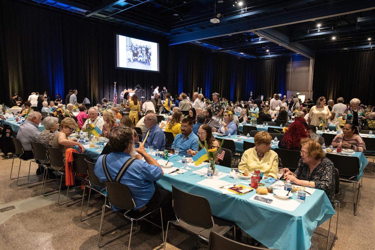 A dinner of traditional Ukrainian borscht raised money for war victims in Ukraine at Modesto Centre Plaza in Modesto, Calif., on Saturday, June 4, 2022. The Ukrainian city Khmelnitskiy is Modesto’s sister city in that nation.