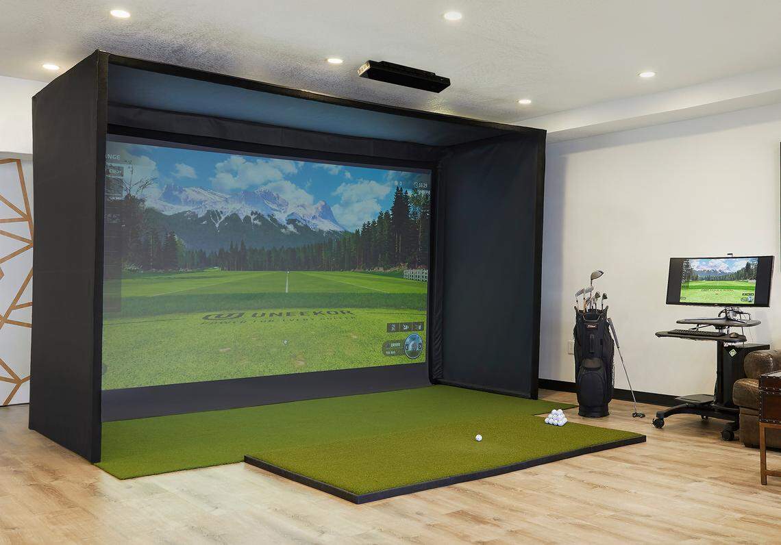 The Uneekor golf simulator system that will be used by the new Swing Center indoor golf and pro center under construction in Modesto, Calif.