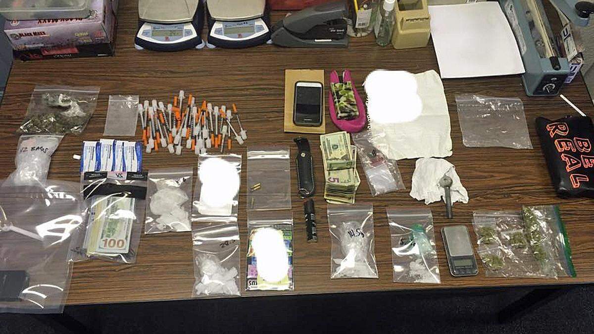 These are the items that were yielded after  three people were pulled over at a traffic stop on Friday, Dec. 1, 2017, near Highway 108 near Montezuma Road in Jamestown, California. Arrested were Edward Ryno, 53, of Modesto, Lisle Edwards, 50, of Oakdale and Savannah Serpa, 26, of Modesto.