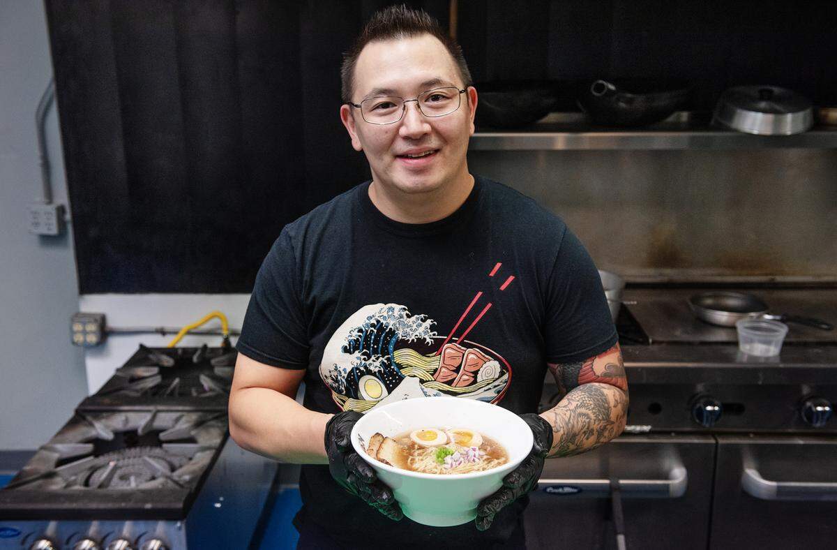 Modesto sushi chef Ernie Watkins will be opening a ramen house called Konfucious Eats in McHenry Village in the former Bauer’s 66½ Skillet & Grill location on the north east side of McHenry Village. Photographed in Modesto, Calif., on Thursday Oct. 29, 2020.