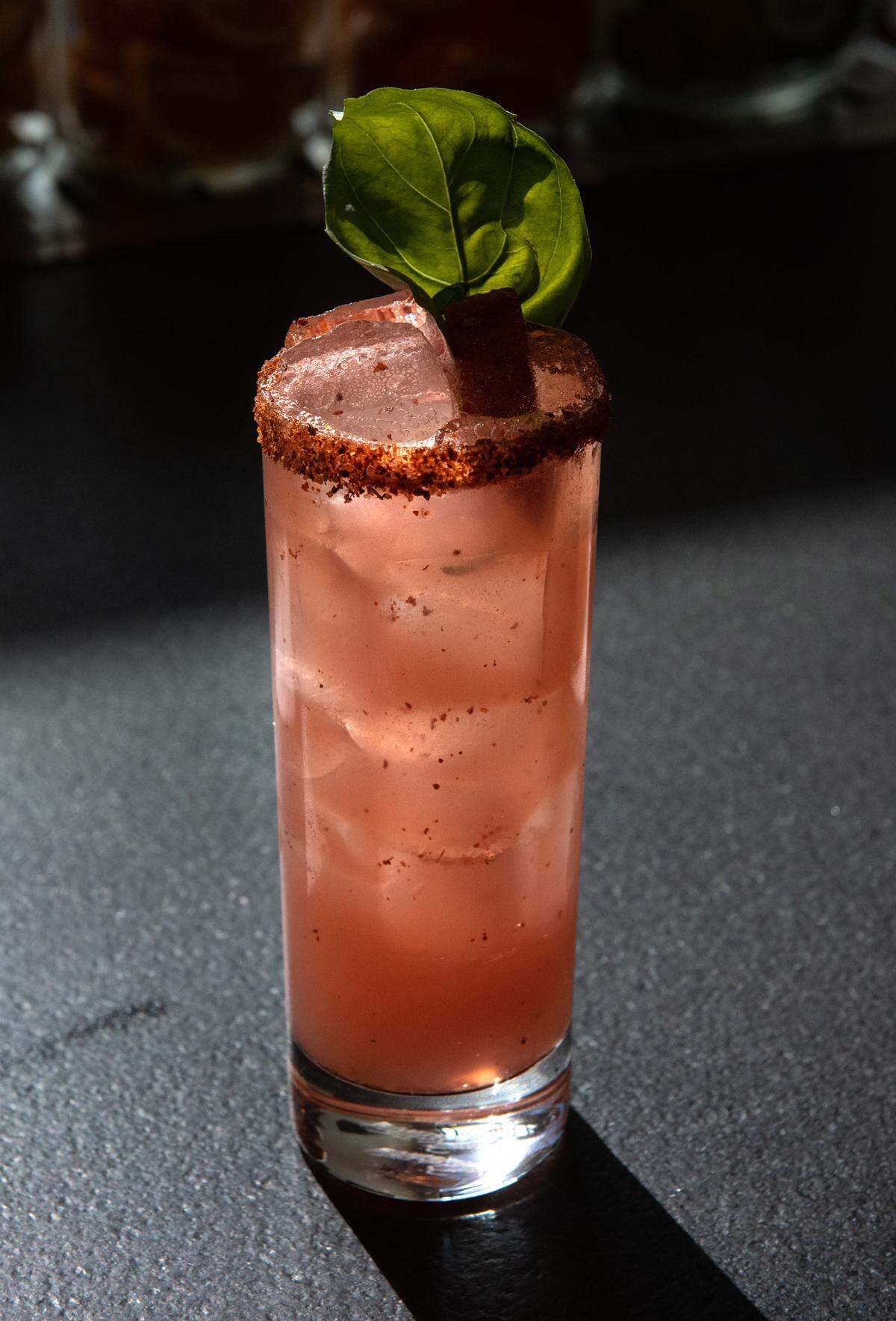 Watermelon Agua Fresca cocktail, (altos tequila muddled with fresh watermelon, lime juice and basil) at Memo’s Cocina & Tequila Bar in Modesto, Calif., on Thursday, Feb. 24, 2022.