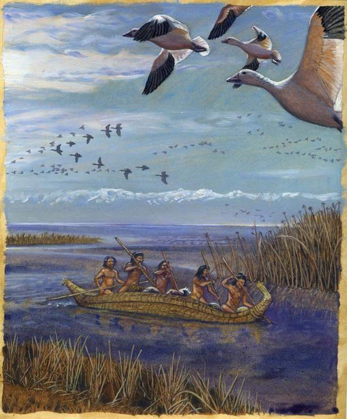 This is Laura Cunningham’s “Old Tulare Lake Under the Sierra,” a 2006 oil painting on toned cotton rag paper. Her vivid artwork brings the San Joaquin Valley’s past to life.