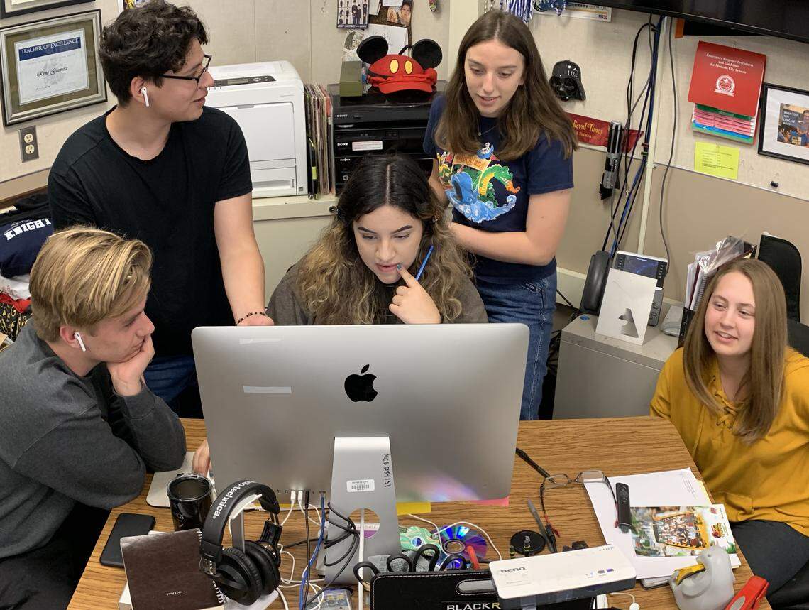 Downey High School editors of the Shield yearbook, from left Jorden Greenhalgh, Mario Bedoy, Zoee Sexton, Holly Orth and Sydney Juergenson, are shown in an undated photo from this school year.