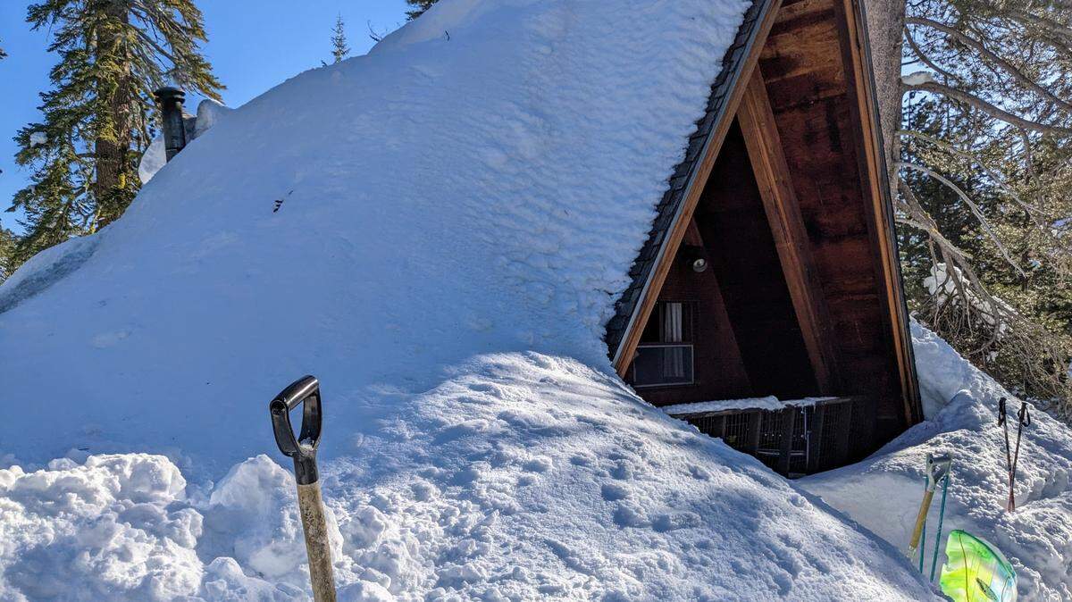 Deep snow sat in early March 2023 at a cabin in Bear Valley owned by Noah Hughes, earth science instructor at Modesto Junior College.