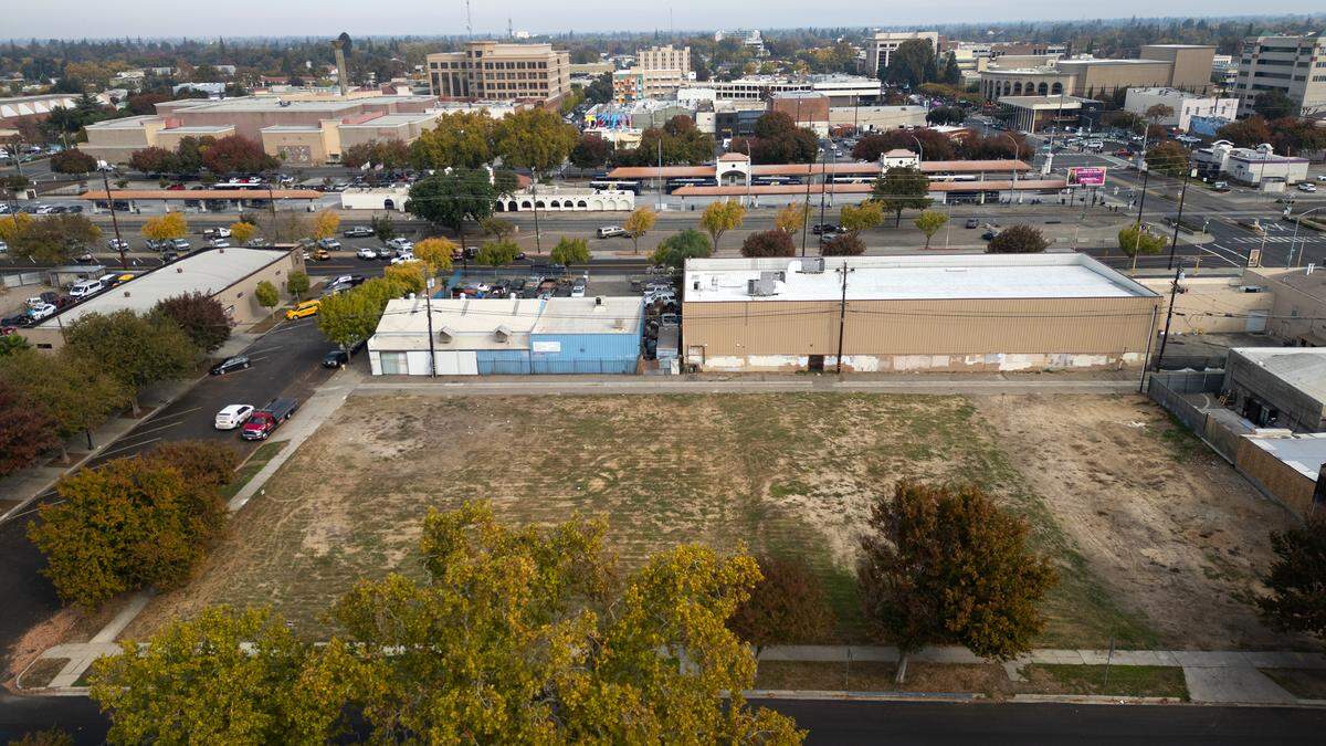 Future site of low-income apartment housing on Seventh and J streets in Modesto, Tuesday, Nov. 11, 2025. Construction will begin in December 2025.