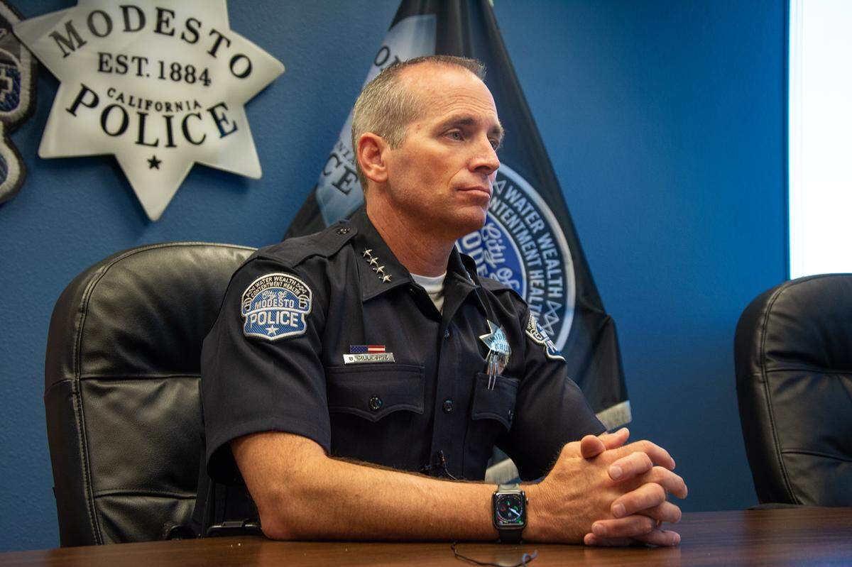 Modesto Police Chief Brandon Gillespie in August 2021.