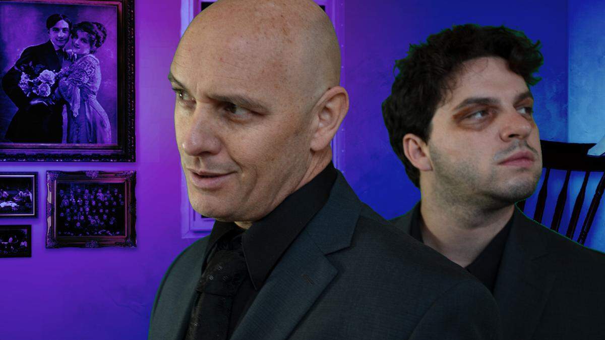 Jason Detwiler plays Edgar, left, and Christopher Rodriguez plays Shadow Edgar in Opera Modesto’s production of “Tell Tale Heart.”