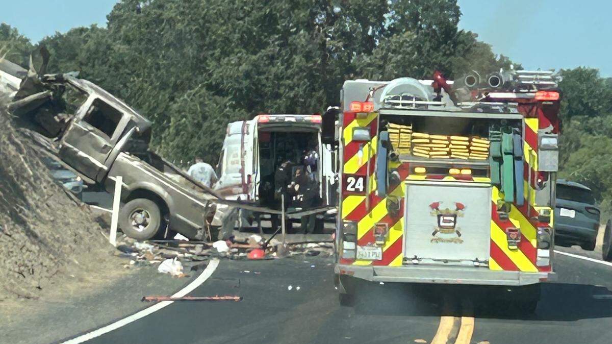 Scene of the rollover crash on Highway 132.