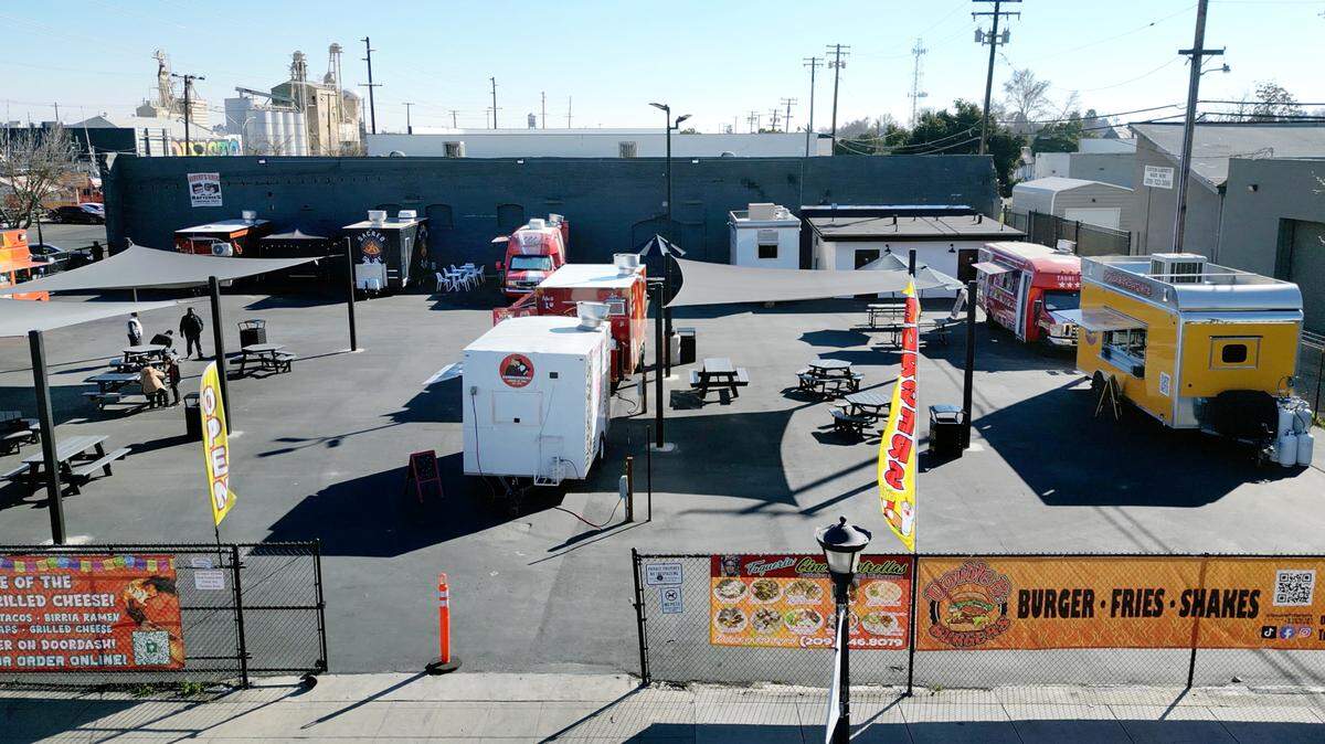 Paradise Plaza food truck park on I Street in Modesto, Tuesday, Jan. 21, 2025.