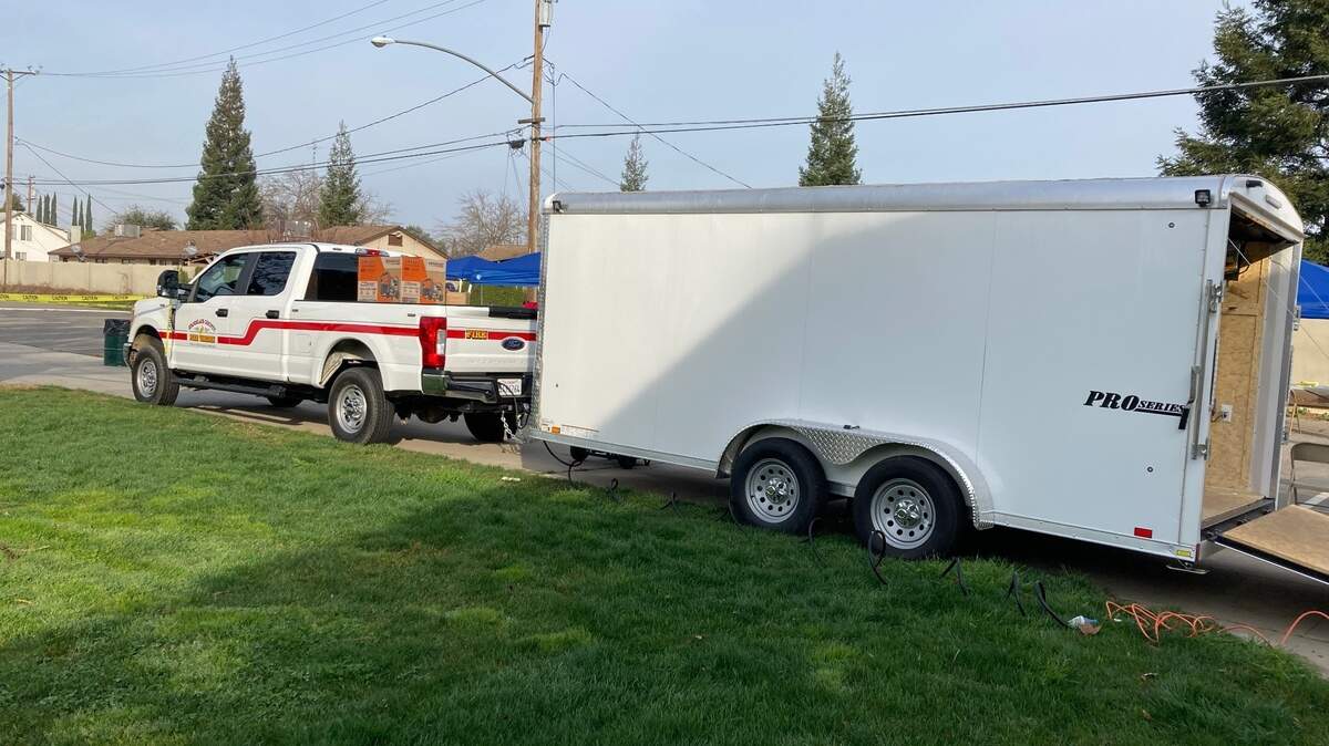 Stanislaus County COVID-19 response team mobile vaccine unit at King Kennedy Center on Feb. 8, 2021.