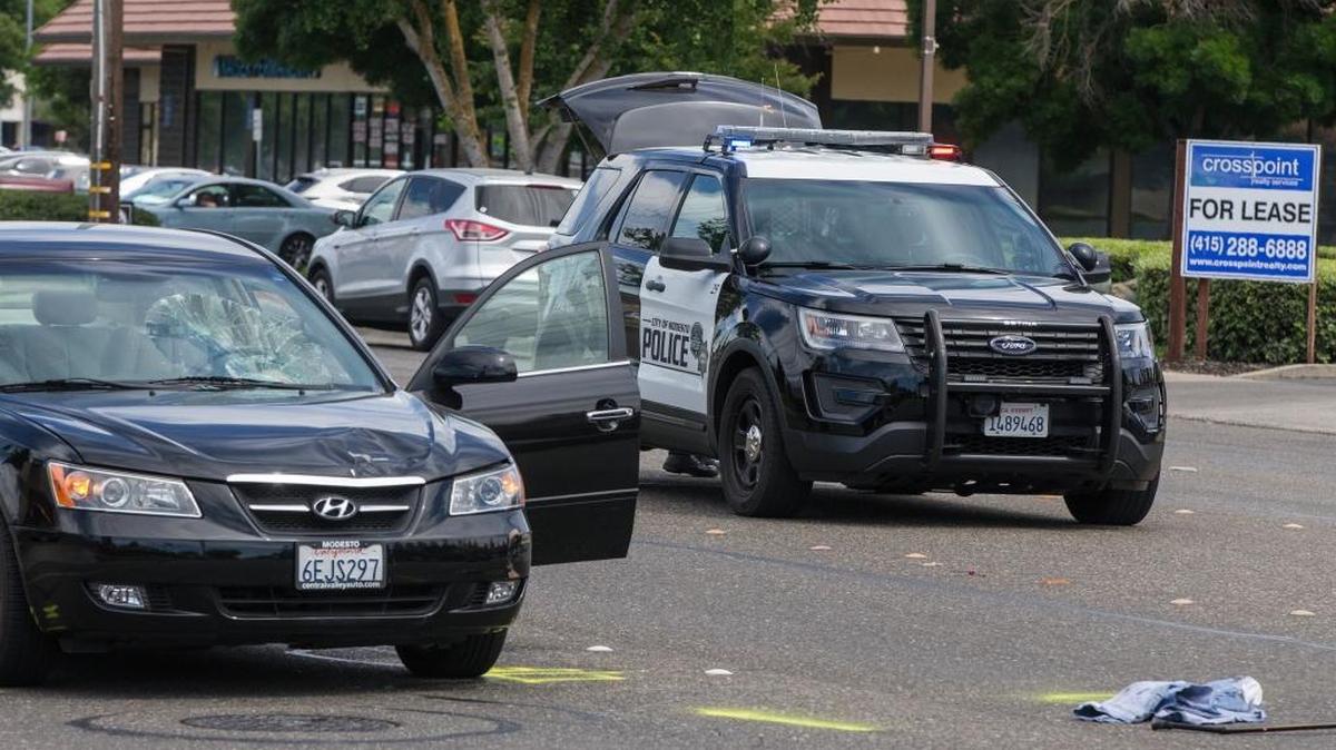 A 69-year-old woman crossing Standiford Avenue outside a crosswalk near Tully Road died from her injuries after being hit by a car on  Tuesday May 8, 2018.